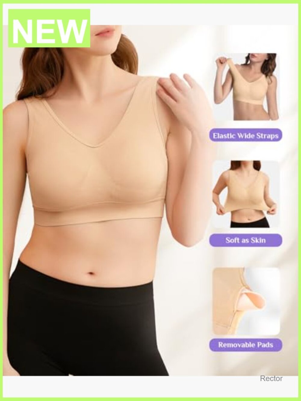 3 Pack Wireless Sports Bras Seamless Yoga Bra with Pads - Picture 5 of 7